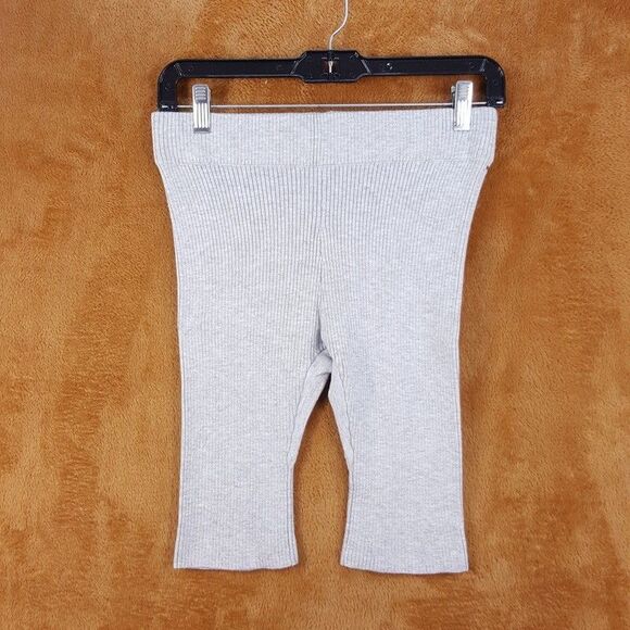 LUNYA Shorts Womens Medium Gray Stripe Cozy Cotton Silk Ribbed Bike Lounge - Picture 2 of 8